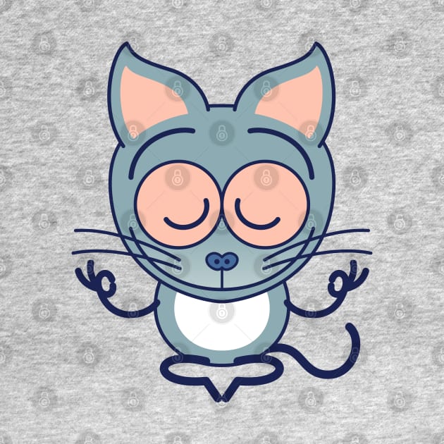 Cute gray cat meditation, keep calm by zooco